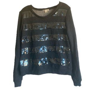 Forever 21 Grey Striped Sequin Pullover